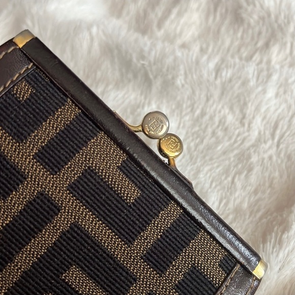 Authentic Fendi Zucca Kiss Lock Coin Wallet - Picture 2 of 13